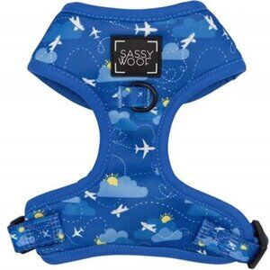 SASSY WOOF DOG HARNESS-UP UP AND AWAY- AIRPLANE PATTERN - (LARGE / ADJUSTABLE)